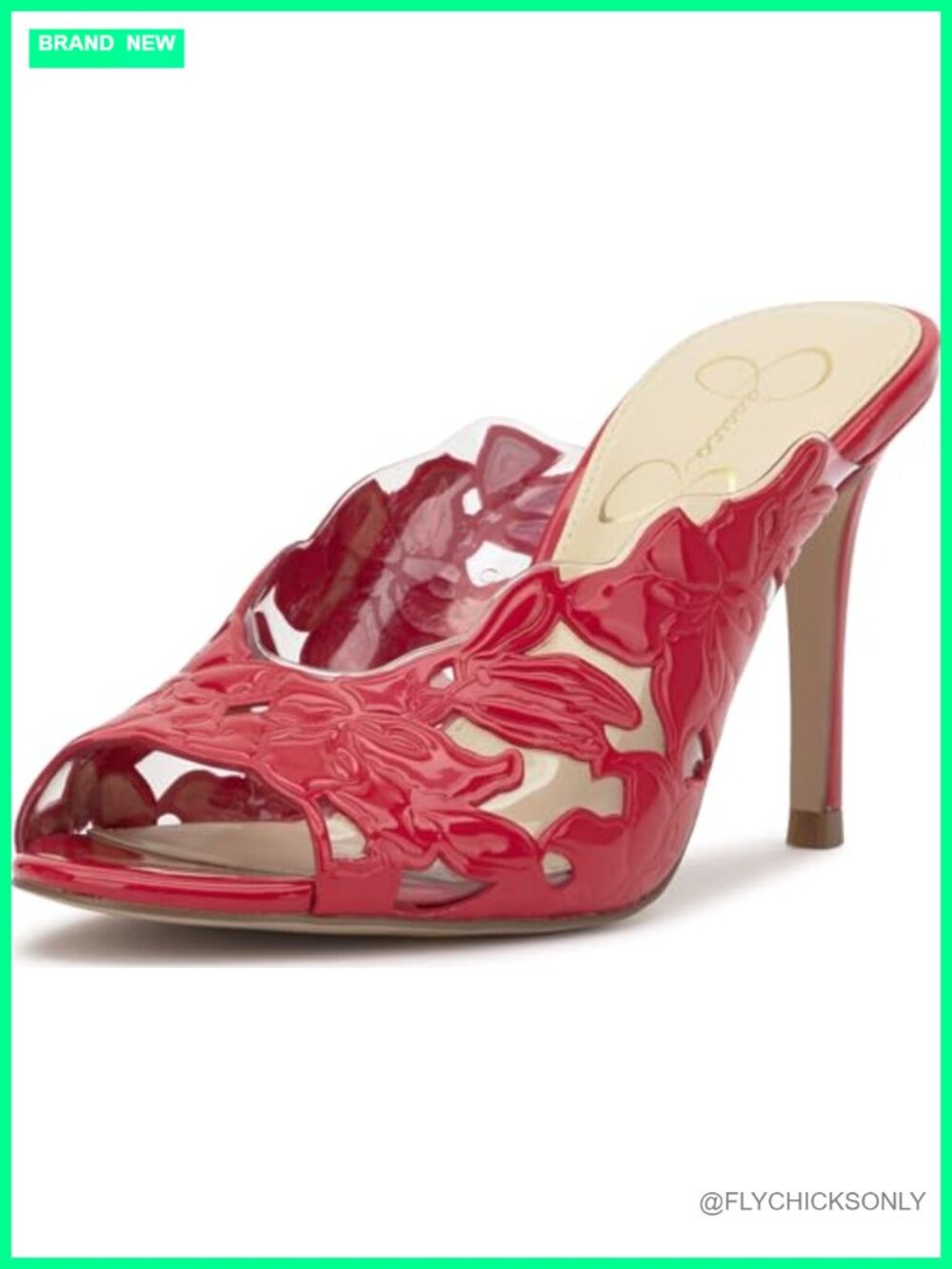 Faux Leather Peep Toe Stiletto Mule Heels